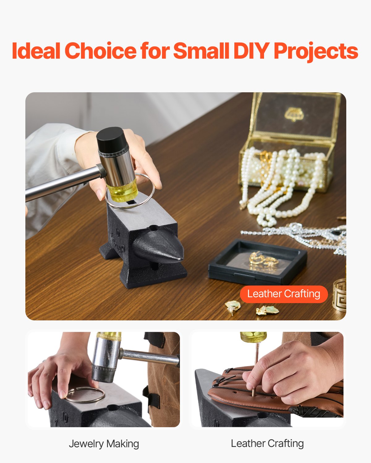 Cast Iron Anvil, 22 Lbs/10kg Single Horn Anvil, with Large Countertop and Stable Base, High Hardness Rugged Round Horn Anvil Blacksmith, for Shaping, Bending