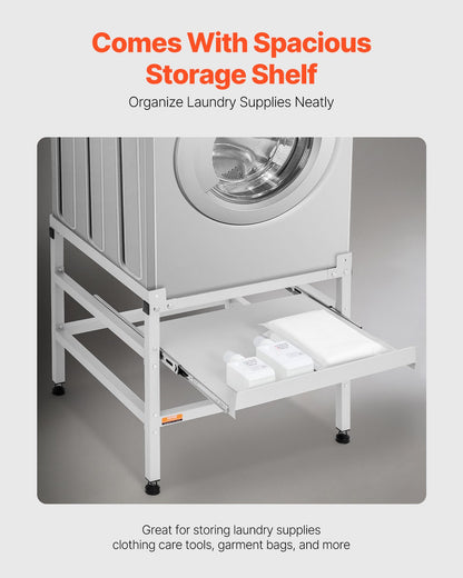 Washing Machine Stand, 25.2x25-Inch Washer Laundry Pedestal, 300LBS Load Capacity Washer And Dryer Pedestal Base with Tray, 4 Adjustable Feet for Lifting Washing Machines, Carbon Steel