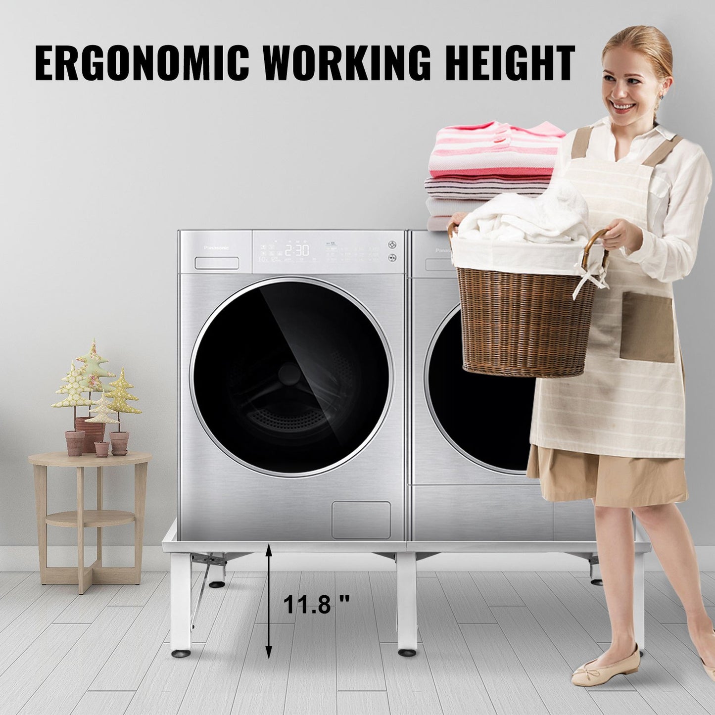 Laundry Pedestal 124x54.9 cm Universal Laundry Pedestal 30 cm Height Laundry Pedestal Universal with Height-adjustable Feet for Washing Machines, Dryers, Freezers or Refrigerator