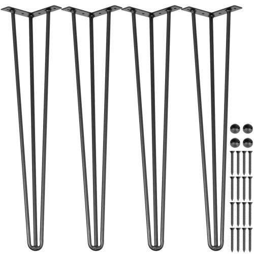 Hairpin Table Legs 55.9 cm Black Set of 4 Desk Legs Each 99.8 kg Capacity Hairpin Desk Legs 3 Rods for Bench Desk Dining End Table Chairs Carbon Steel DIY Table Legs Heavy Duty Furniture Legs
