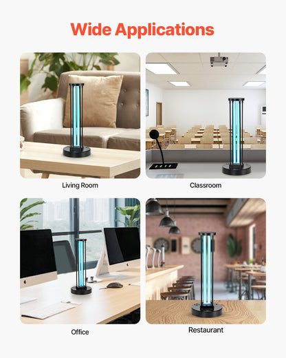 UV-Lampe, 36-W-Ultraviolettlampe mit Ozonreiniger, UVC-Lampe mit 3-stufigem Timer (30/60/120 Minuten) und Fernbedienung, für Räume bis zu 37 m², UVO-Lampen für Wohnzimmer, Schlafzimmer, Hotel, Schule