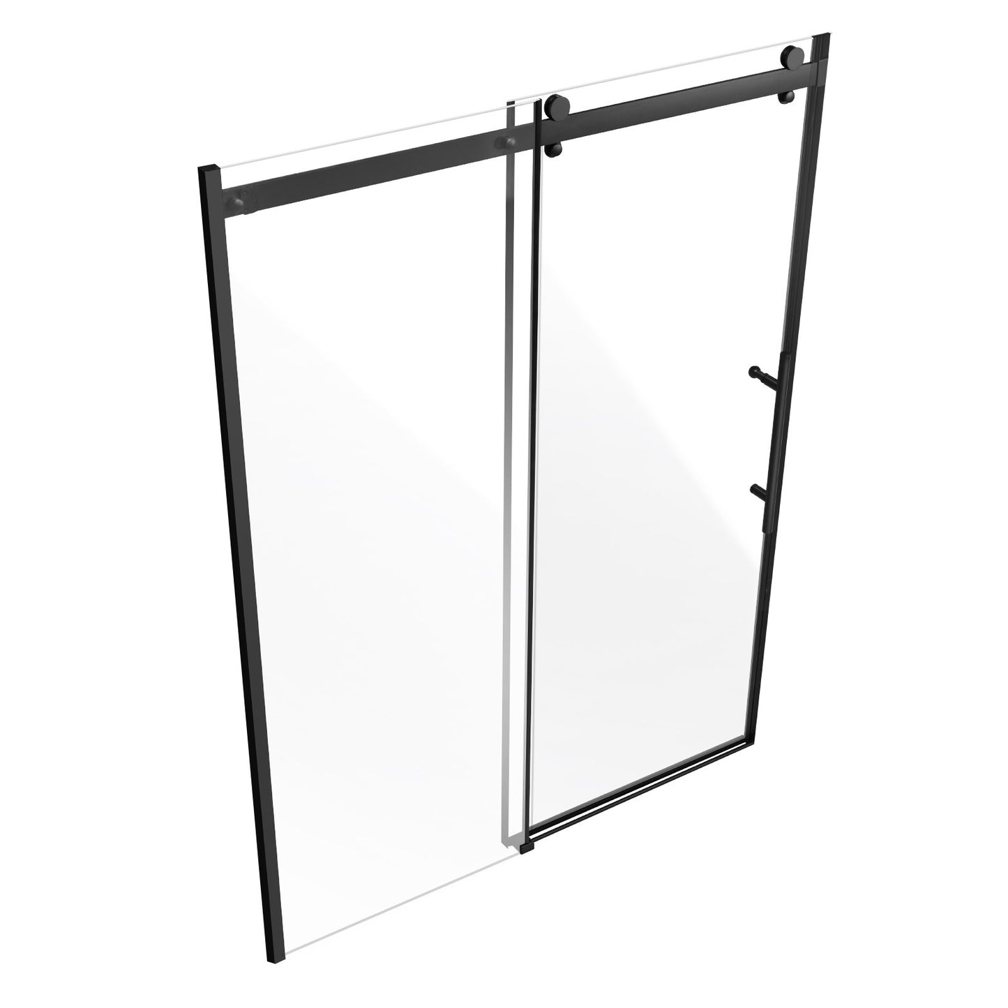 Frameless Shower Door, 58-59" W x 75" H, Shower Sliding Glass Door with 5/16"(8mm) Clear SGCC Tempered Glass, Waterproof Shatterproof Stain-Resistant with Stainless Steel Hardware, Matte Black