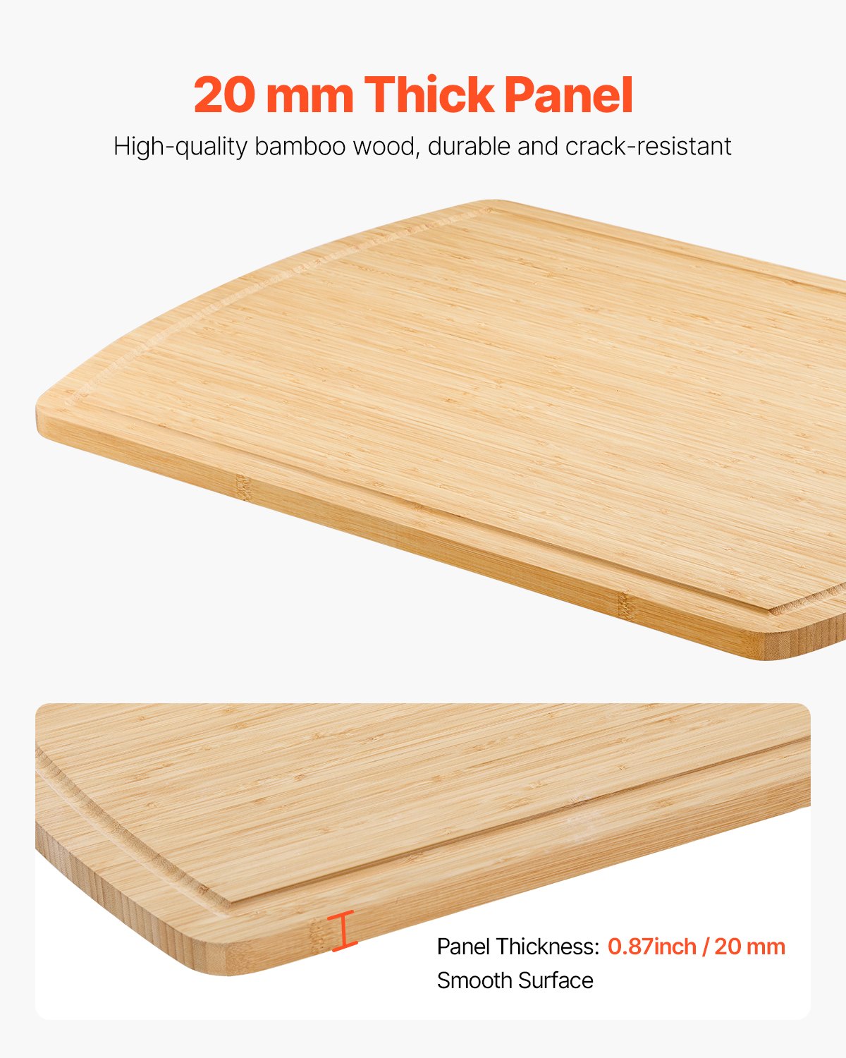 Noodle Board Stove Cover, Stove Top Cover Board for Gas Burner & Electric Stove, Bamboo Wood Cutting Board with Juice Grooves, RV Stovetop/ Kitchen Sink Cover for Counter Space & Tray, Natural