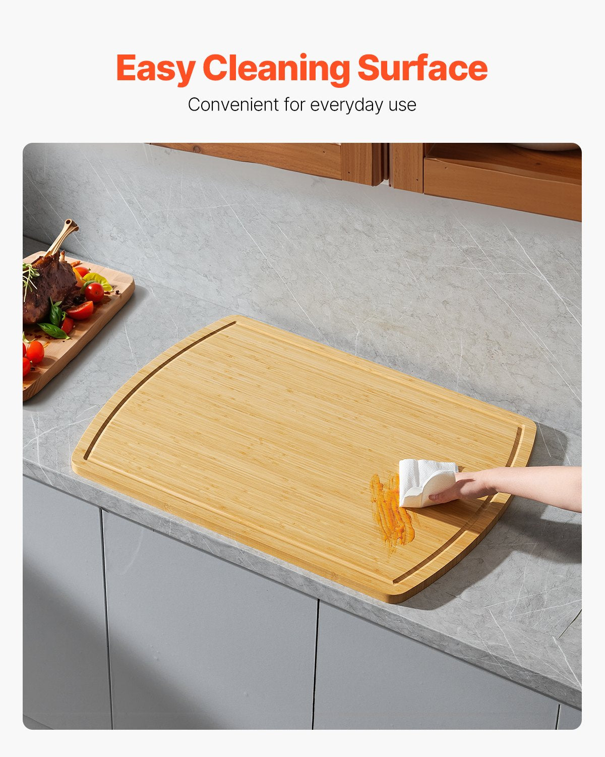 Noodle Board Stove Cover, Stove Top Cover Board for Gas Burner & Electric Stove, Bamboo Wood Cutting Board with Juice Grooves, RV Stovetop/ Kitchen Sink Cover for Counter Space & Tray, Natural