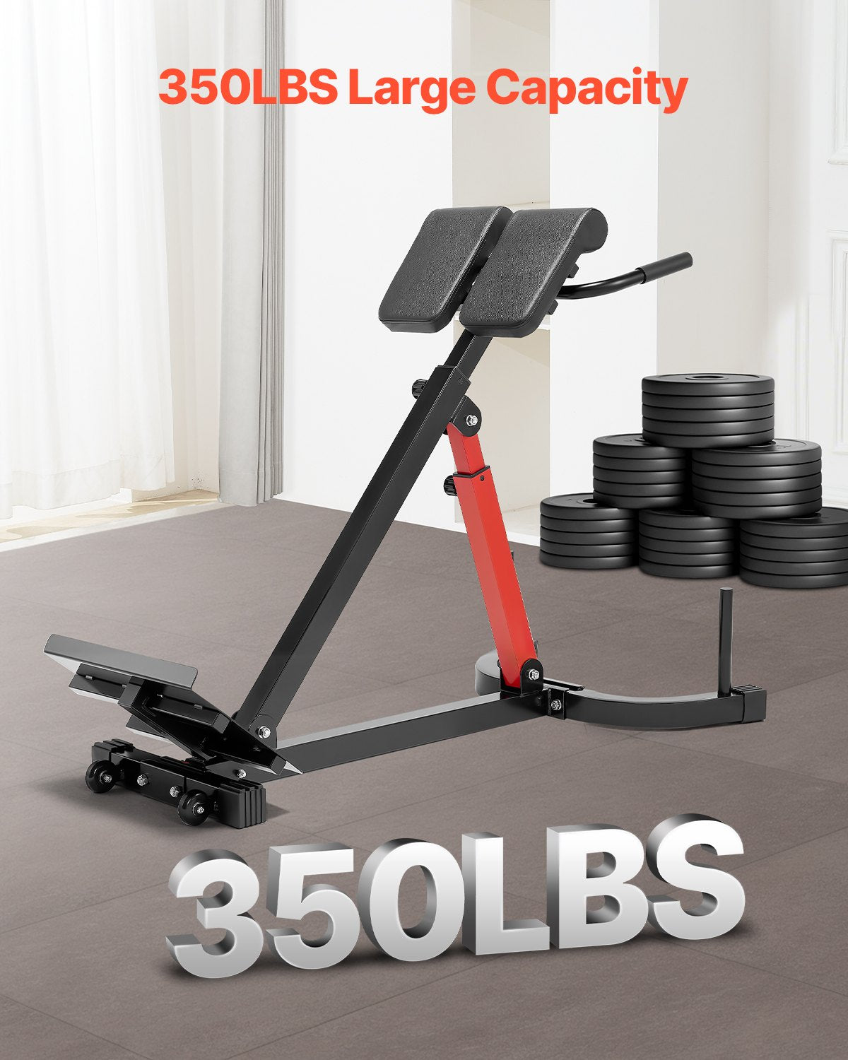 Roman Chair Hyperextension Bench, 350 lbs Adjustable Extension Machine, Multi-Function Exercise Equipment for Glute, Hamstring, Lower Back, and Ab Workout, Fitness Weight Bench for Home Gym
