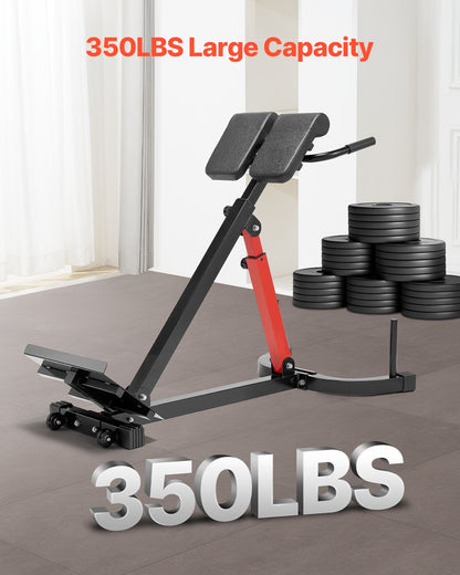 Roman Chair Hyperextension Bench, 350 lbs Adjustable Extension Machine, Multi-Function Exercise Equipment for Glute, Hamstring, Lower Back, and Ab Workout, Fitness Weight Bench for Home Gym