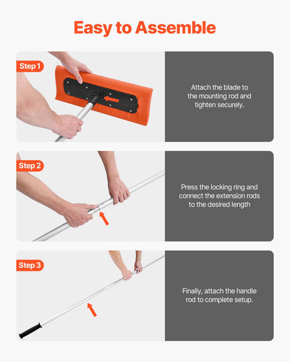 Snow Roof Rake, 45cm Foam Blade, 2.25-5.62 m Adjustable Roof Snow Scraper, Extension Tubes & Non-Slip Handle, Lightweight Snows Removal Tool for House Leaves Debris Clearing