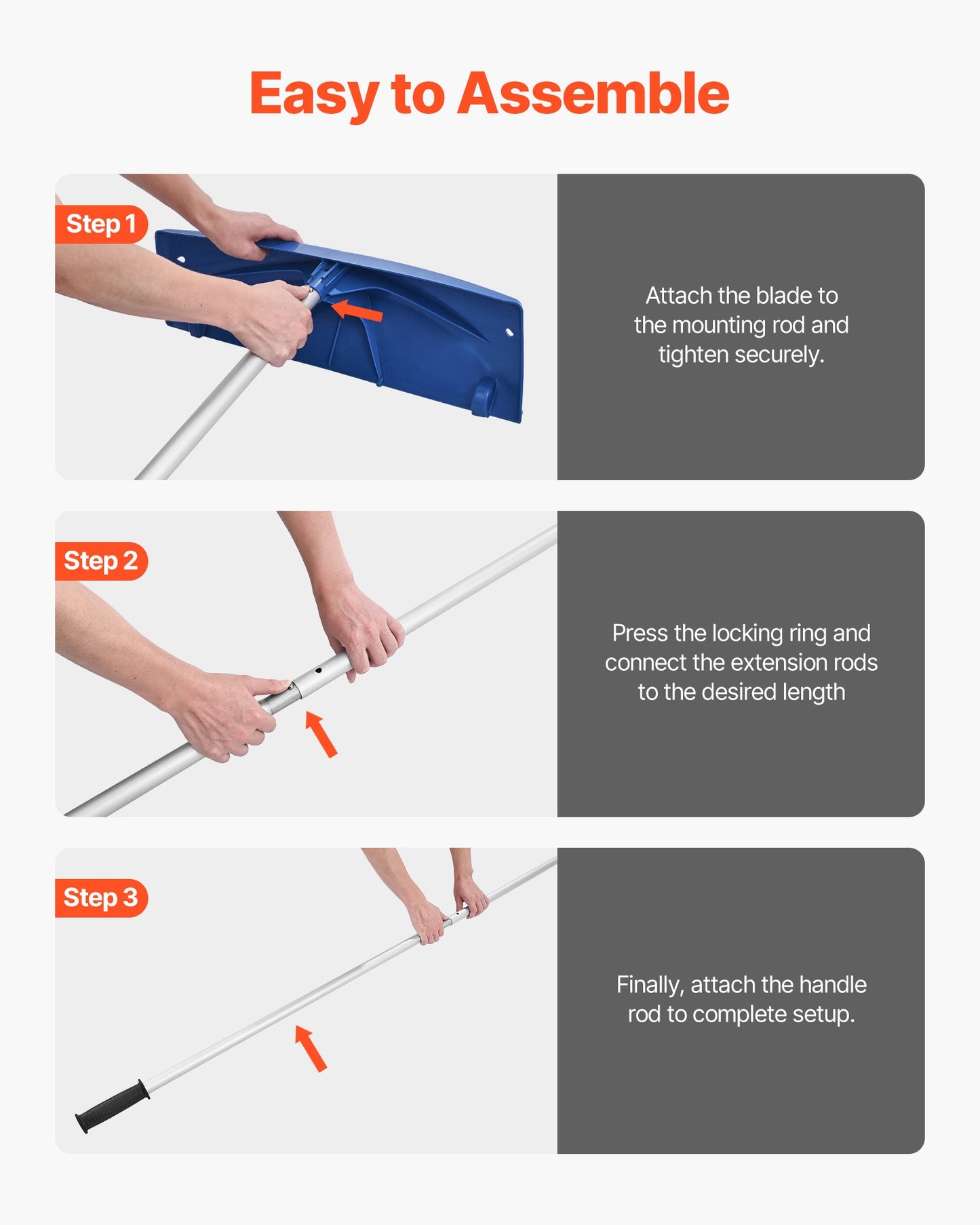 Snow Roof Rake, 60cm PP Plastic Blade, 1.18-5.55 m Adjustable Roof Snow Scraper with Wheels, Anti-Slip Handle Snows Removal Tool, Lightweight House Rooftop Rake for Leaves Debris Removal