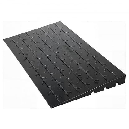 Rubber Threshold Ramp, 4\" Rise Threshold Ramp Doorway, 3 Channels Cord Cover Rubber Solid Threshold Ramp, Rubber Angled Entry Rated 2200 Lbs Load Capacity for Wheelchair and Scooter