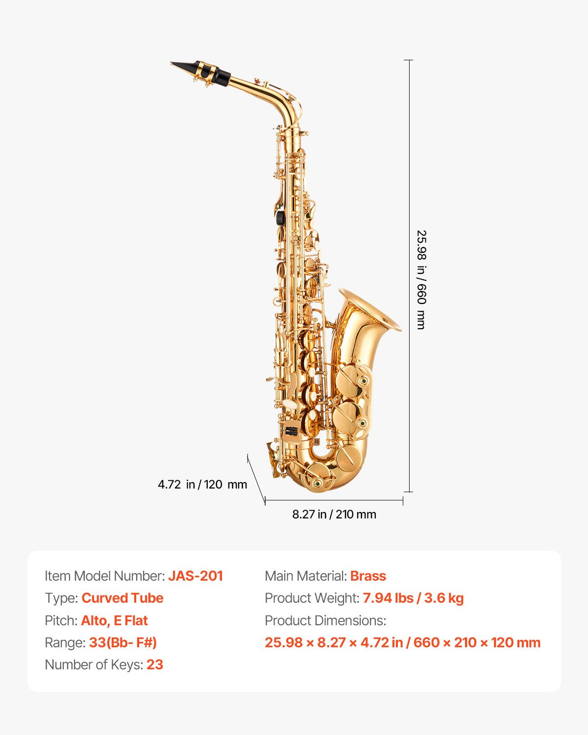 Alto Saxophone, E Flat, Brass Saxophone Beginner Kit with Carrying Case, Mouthpiece, Straps, Cleaning Cloth Rod, Gloves, Grease, Neck Strap, 23 Keys Alto Sax Kit, for Beginners Students, Gold