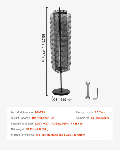 Rotating Brochure Display Rack, 30 Pockets Mesh Magazine Literature Display Stand, Portable Floor Standing Magazine Rack, Metal Newspaper Catalog Holders for Shop Exhibitions Office Trade Show