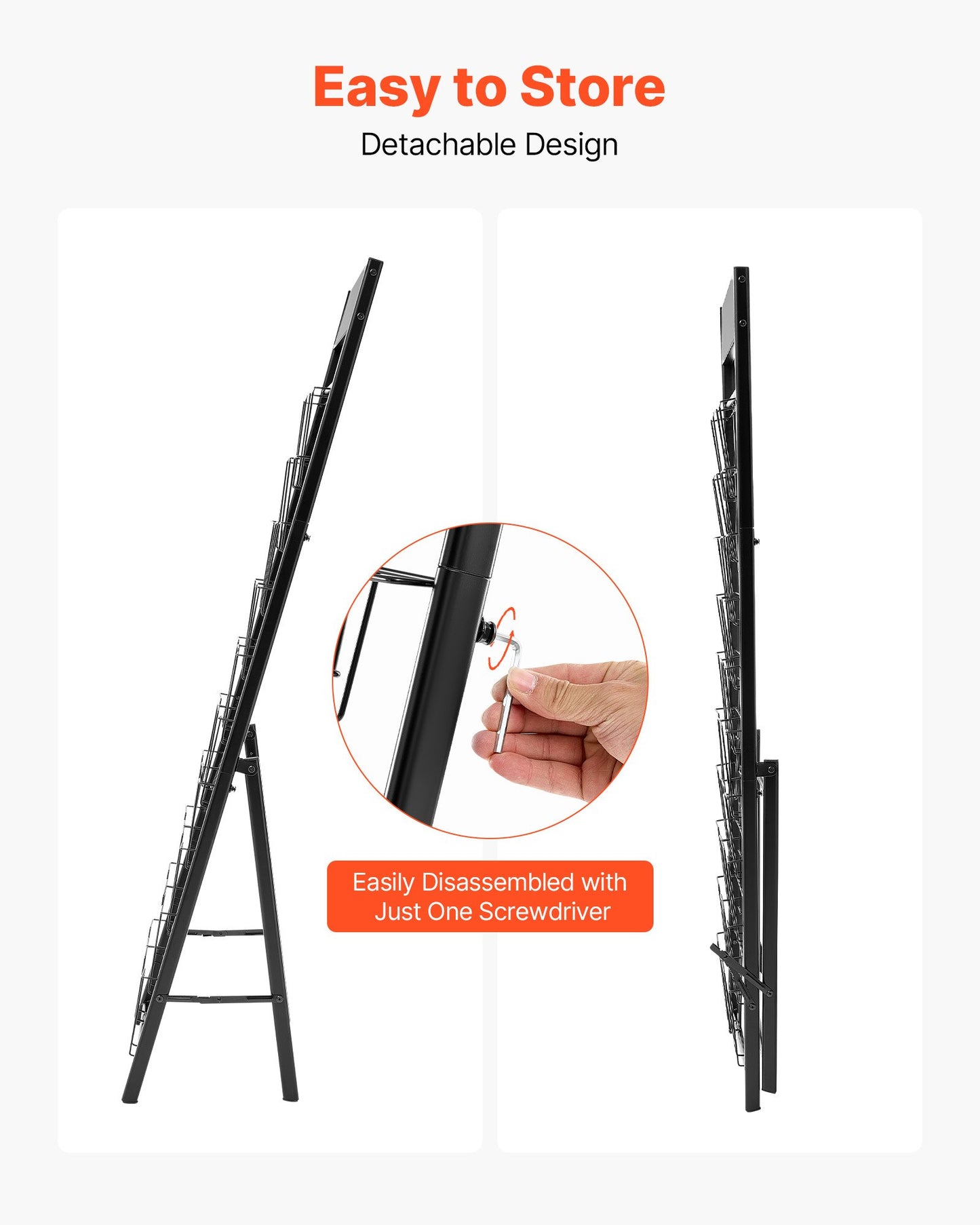 Brochure Display Rack, 20 Pockets Magazine Literature Display Stand, Portable Floor Standing Magazine Rack, Metal Newspaper Catalog Holders for Shop, Exhibitions, Office, Trade Show, Black