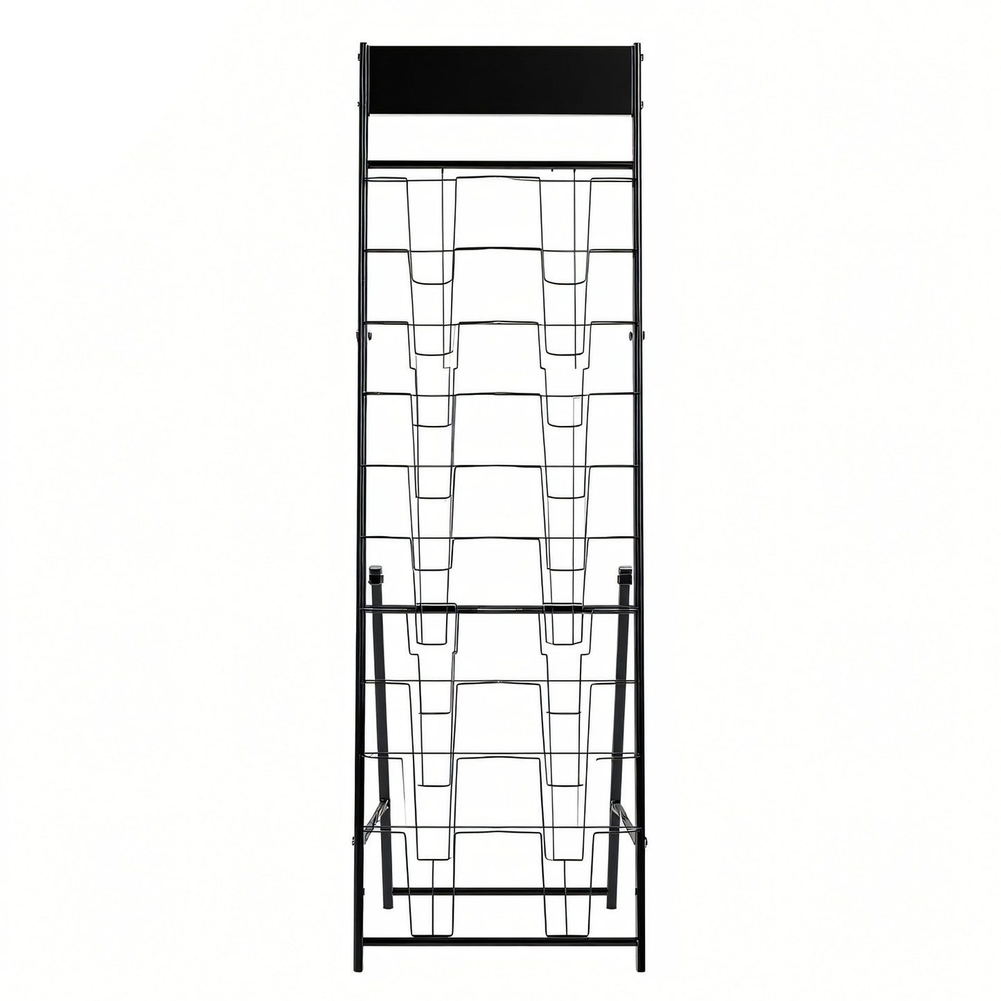 Brochure Display Rack, 20 Pockets Magazine Literature Display Stand, Portable Floor Standing Magazine Rack, Metal Newspaper Catalog Holders for Shop, Exhibitions, Office, Trade Show, Black
