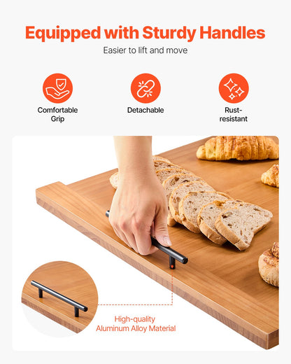 Noodle Board Stove Cover, Stove Top Cover Board for Gas Burners & Electric Stove, Pine Wood Cutting Board with Handles, RV Stovetop Cover/ Kitchen Sink Cover for Counter Space & Tray, Natural