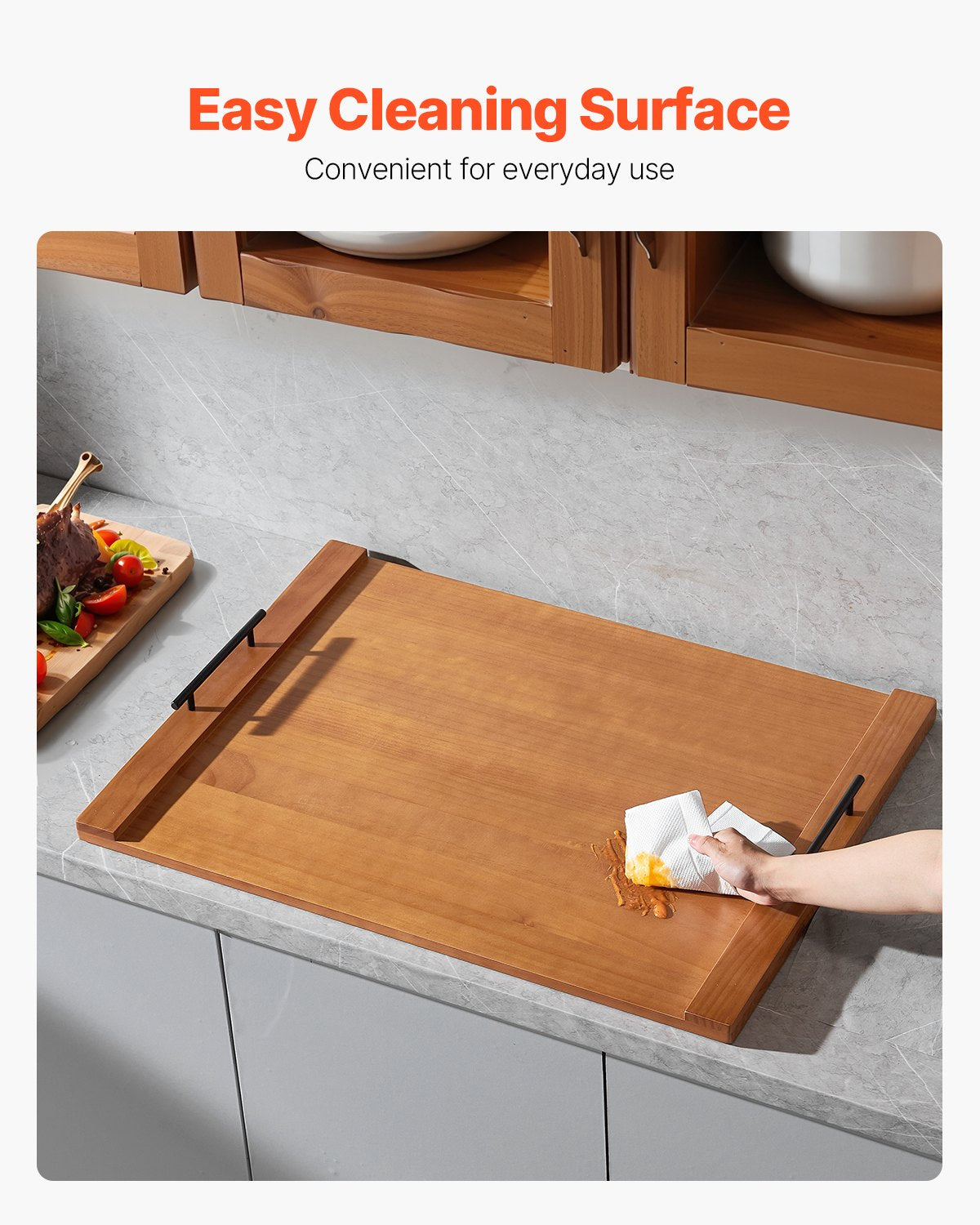 Noodle Board Stove Cover, Stove Top Cover Board for Gas Burners & Electric Stove, Pine Wood Cutting Board with Handles, RV Stovetop Cover/ Kitchen Sink Cover for Counter Space & Tray, Natural
