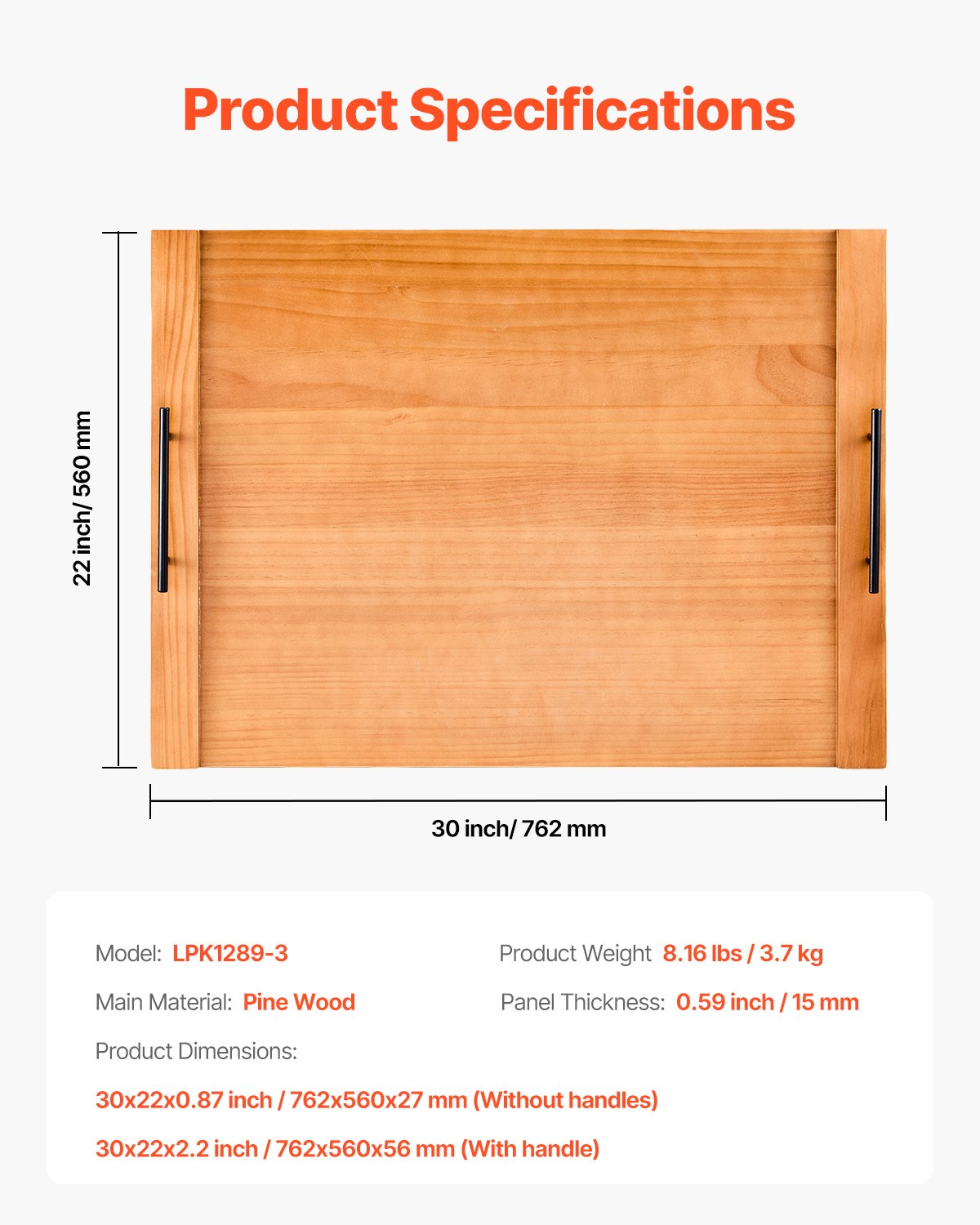 Noodle Board Stove Cover, Stove Top Cover Board for Gas Burners & Electric Stove, Pine Wood Cutting Board with Handles, RV Stovetop Cover/ Kitchen Sink Cover for Counter Space & Tray, Natural