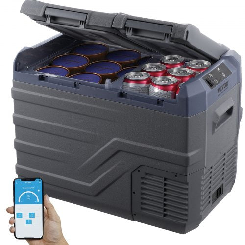 Car Refrigerator, 32 L Dual Zone Portable Freezer, 12 Volt Car Refrigerator Fridge, -4℉-68℉ Adjustable Range, 12/24V DC and 100-240V AC Compressor Cooler for Outdoor, Camping, RV