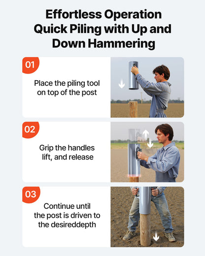 Fence Post Driver, Heavy Duty T Post Driver with Handles, Metal Manual Pounder Rammer for U-Channel,Wooden Fence, Fits T-Posts with Inner Diameter up to 6.1in,Ideal for Farm, Garden, Yard