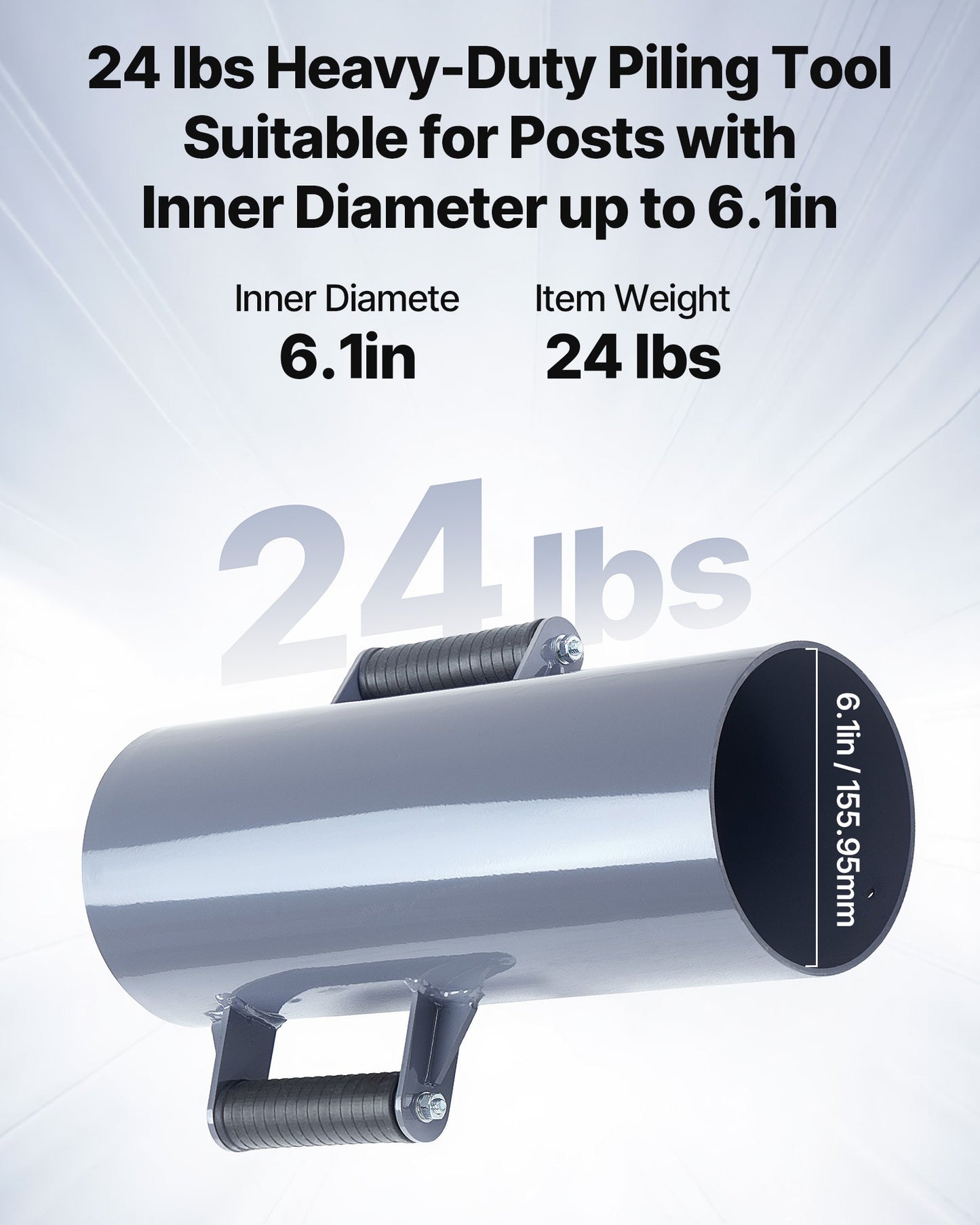 Fence Post Driver, Heavy Duty T Post Driver with Handles, Metal Manual Pounder Rammer for U-Channel,Wooden Fence, Fits T-Posts with Inner Diameter up to 6.1in,Ideal for Farm, Garden, Yard