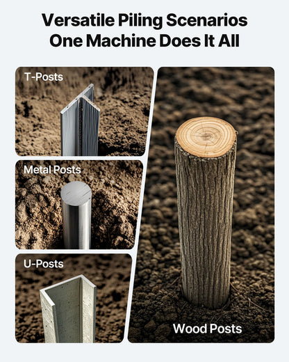 Fence Post Driver, Heavy Duty T Post Driver with Handles, Metal Manual Pounder Rammer for U-Channel,Wooden Fence, Fits T-Posts with Inner Diameter up to 6.1in,Ideal for Farm, Garden, Yard