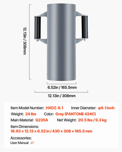 Fence Post Driver, Heavy Duty T Post Driver with Handles, Metal Manual Pounder Rammer for U-Channel,Wooden Fence, Fits T-Posts with Inner Diameter up to 6.1in,Ideal for Farm, Garden, Yard