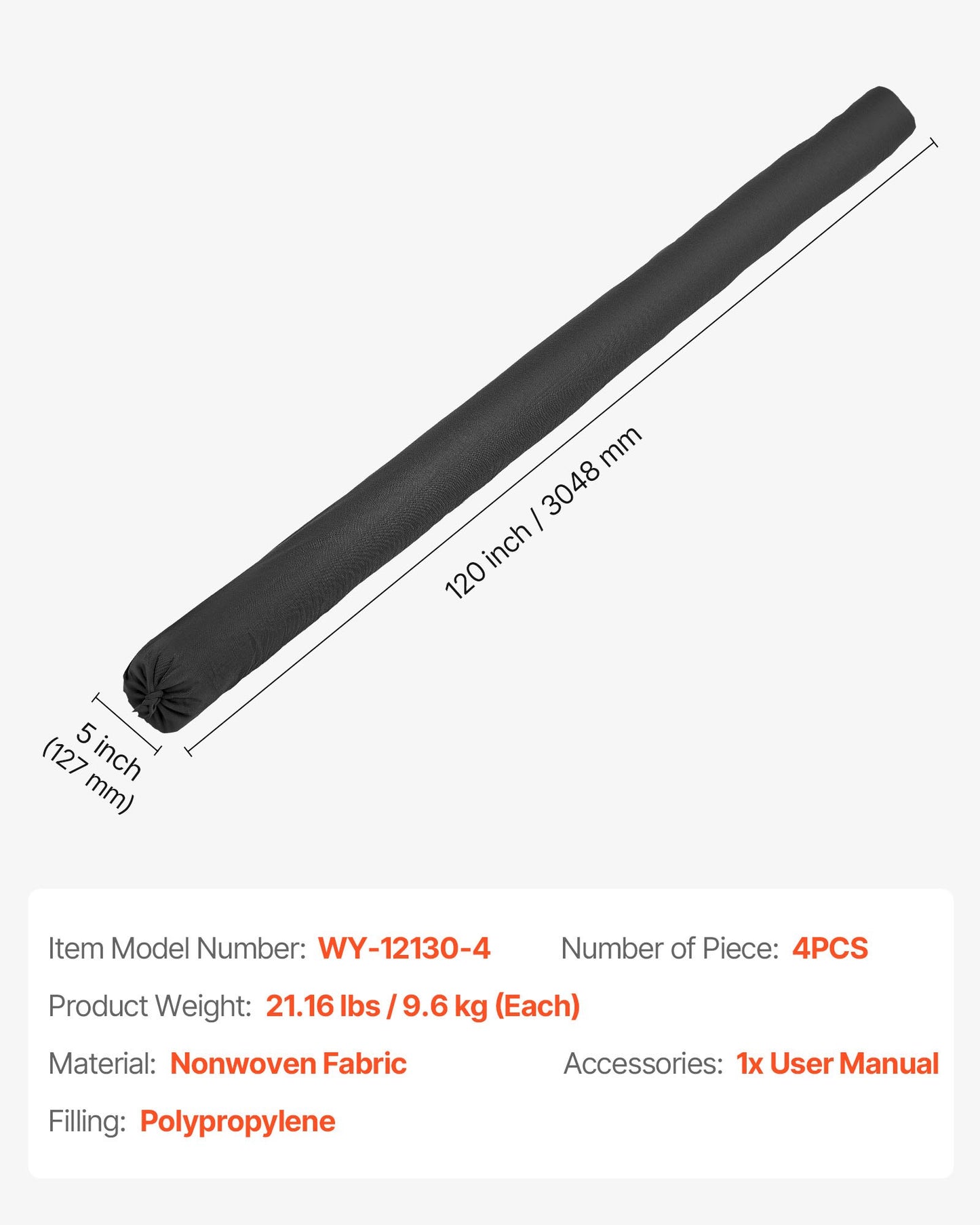 Sediment Filter Sock, 4Pcs Erosion Control Socks Dia.127 mm x 3048 mm L Coverage, Polypropylene Filler, Flexible & Efficient Silt Fence Socks for Storm-Water Management, Drainage Protection