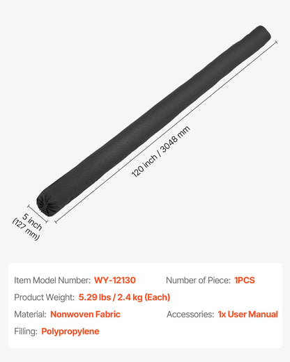 Sediment Filter Sock, Dia. 127 mm x 3048 mm L Coverage, Erosion Control Socks with Polypropylene Filler, Flexible & Efficient Silt Fence Socks for Storm-Water Management, Drainage Protection
