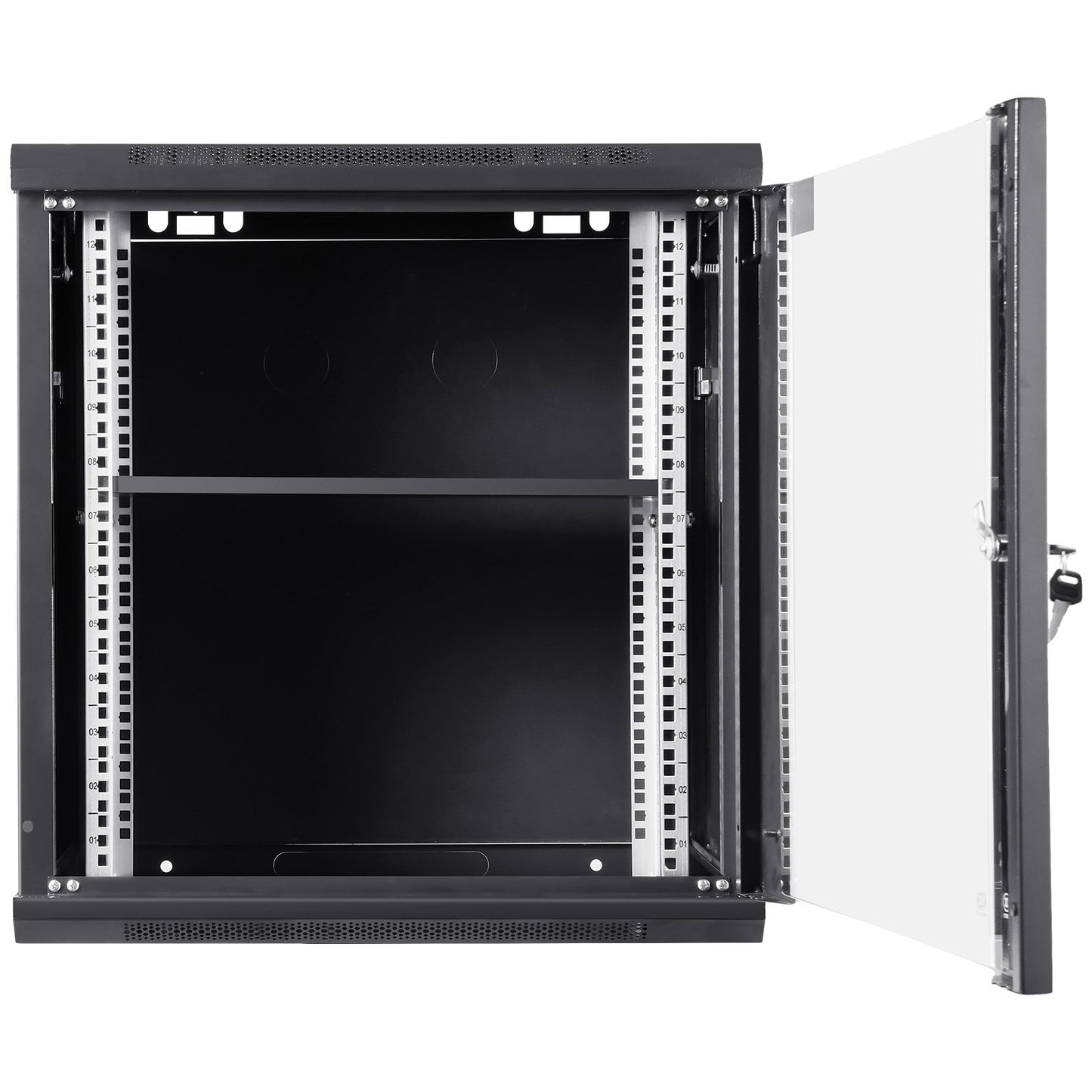 12HE-Netzwerkserverschrank zur Wandmontage, 39,4 cm tief, Serverschrankgehäuse, max. Tragfähigkeit bei Bodenmontage: 90 kg, mit abschließbaren Glastüren an den Seiten, für IT-Geräte und AV-Geräte