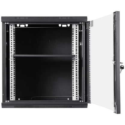 12HE-Netzwerkserverschrank zur Wandmontage, 39,4 cm tief, Serverschrankgehäuse, max. Tragfähigkeit bei Bodenmontage: 90 kg, mit abschließbaren Glastüren an den Seiten, für IT-Geräte und AV-Geräte