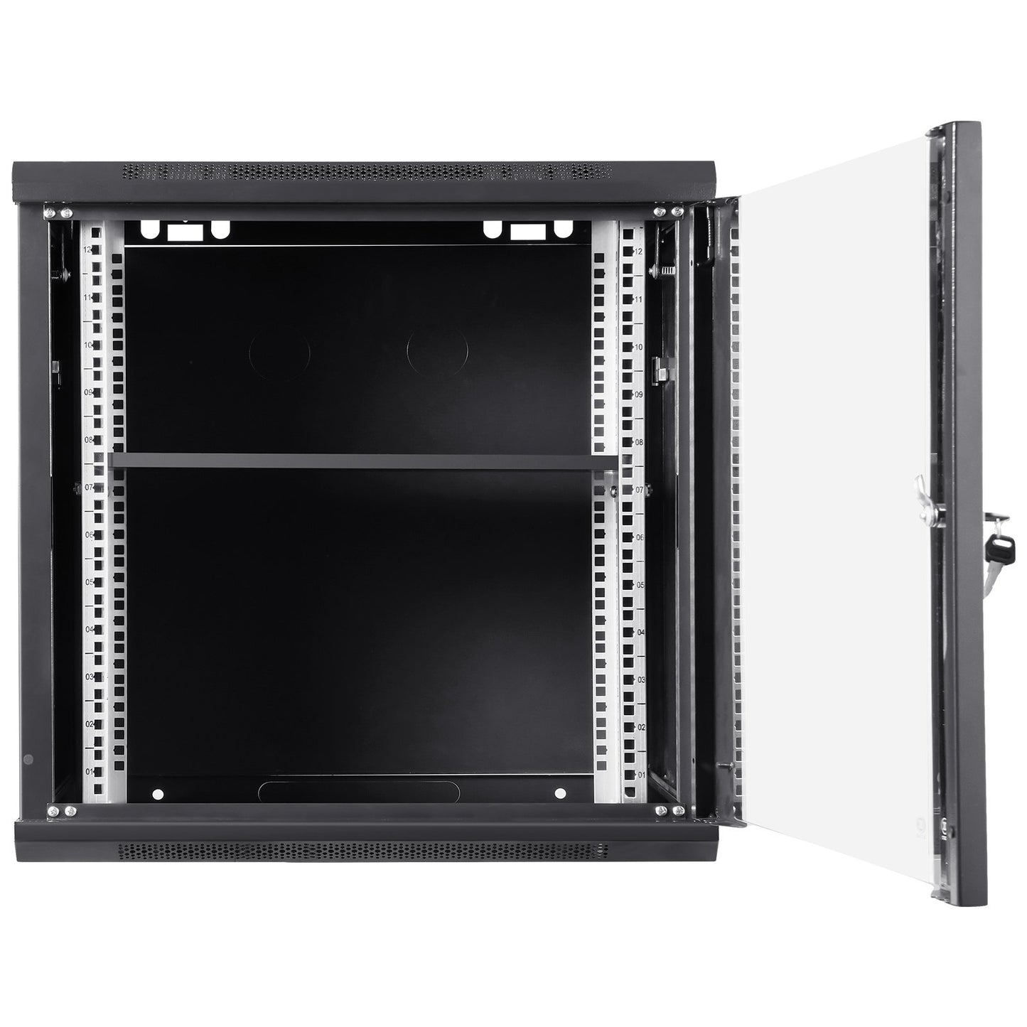 9U Wall Mount Network Server Cabinet, 60x45x50cm, 39.4 cm Deep, Server Rack Cabinet Enclosure, 90.7 kg Max. Ground-mounted Load Capacity, with Locking Glass Door Side Panels, for IT Equipment, A/V Devices