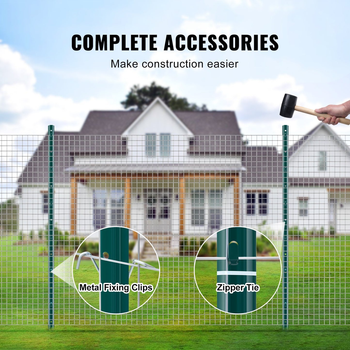 10er-Packung U-Profil-Metallzaunpfosten (1,2 m), robuste Stahlpfosten für Garten, Rasen, Landwirtschaft und Außenzäune, Grün