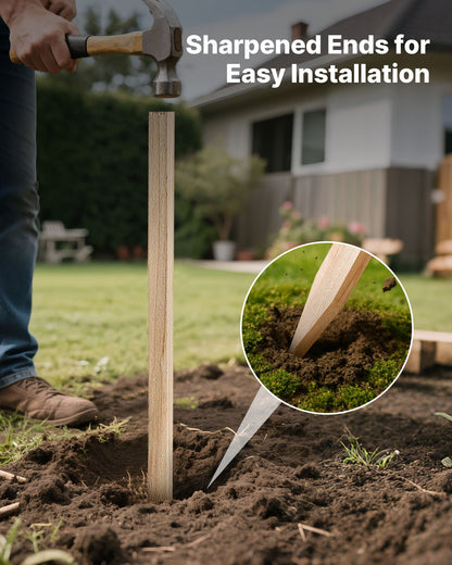 Wooden Garden Stakes, 25 Pcs 17.53×12.7×1219.2 mm Survey Grading Stakes, Garden Ground Stake with Sharp Point, Fir Wood Plant Support Stake, Sign Posts for Silt Fence Yard Boundaries Baselines