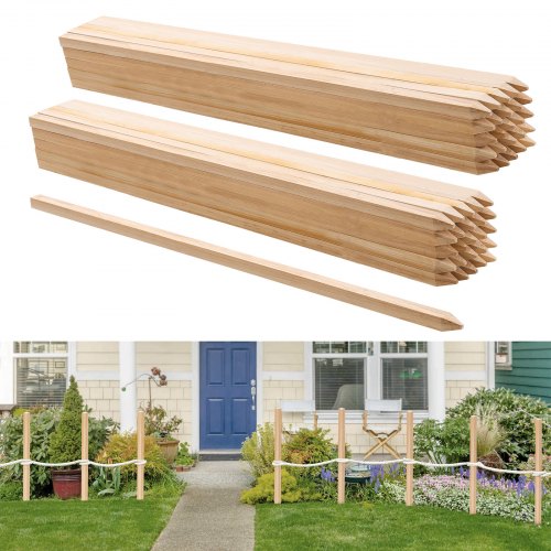 Wooden Garden Stakes, 50 Pcs 19.05×19.05×914.4 mm Survey Grading Stakes, Garden Ground Stake with Sharp Point, Fir Wood Plant Support Stake, Sign Posts for Silt Fence Yard Boundaries Baselines