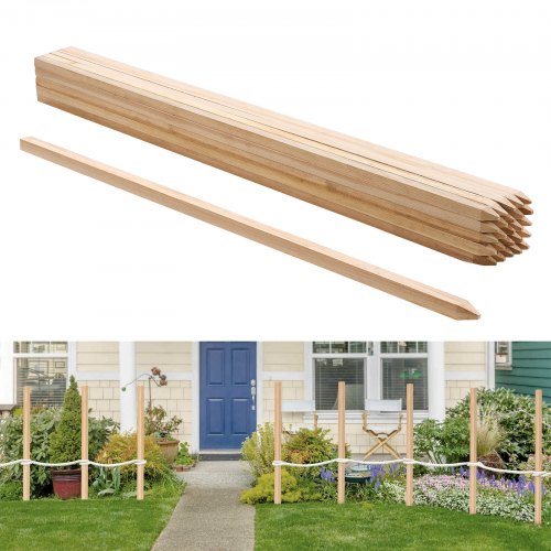 Wooden Garden Stakes, 25 Pcs 19.05×19.05×1219.2 mm Survey Grading Stakes, Garden Ground Stake with Sharp Point, Fir Wood Plant Support Stake, Sign Posts for Silt Fence Yard Boundary Baselines