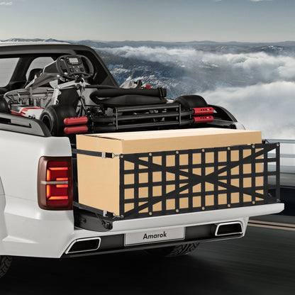 Tailgate Net, 54 in x 18 in, Heavy Duty Cargo Net for Truck Bed with 4 Adjustable Telescopic Straps, Cross-reinforced Design, Extendable & Durable, Suitable for Pickup, Truck, Trailer, Jeep, SUV