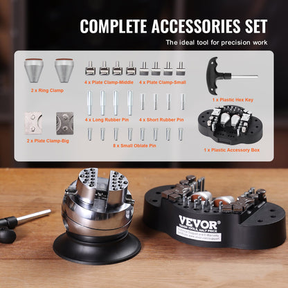 3 Inch Engraving Block Block Ball Vise with 30Pcs Attachment Inlaid Diamonds Full Set Ball Vise Engraving Setting Tool for Jewelry Handwork