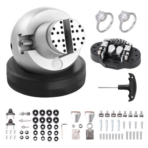 Ball Vise, 13 cm Engraving Setting Tool, 360° Rotation Engraving Block Vise, 69 PCS Attachment Jewelry Engraving Block Tools Standard Block for Gemstone Inlay and Small-Scale Engraving