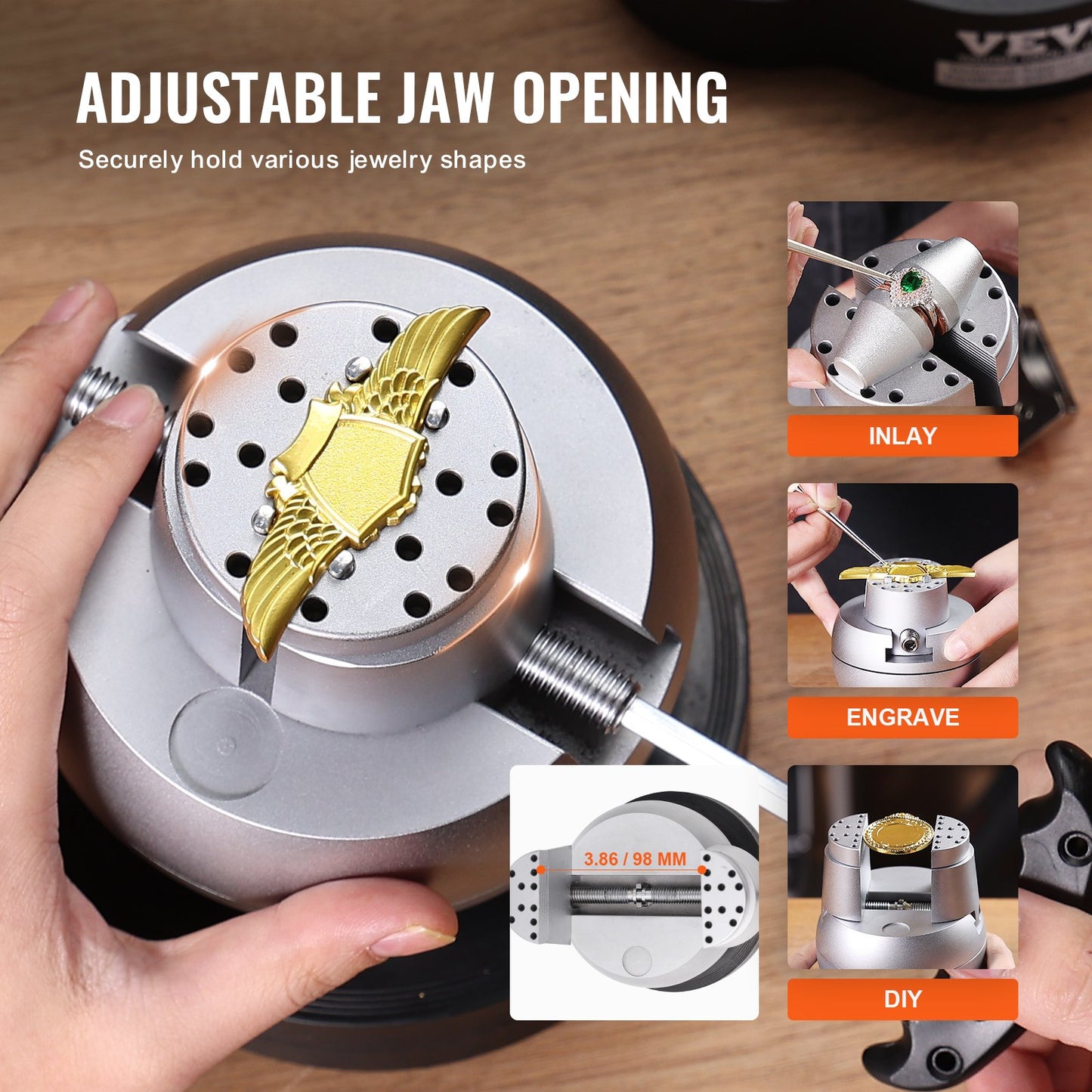 Ball Vise, 13 cm Engraving Setting Tool, 360° Rotation Engraving Block Vise, 69 PCS Attachment Jewelry Engraving Block Tools Standard Block for Gemstone Inlay and Small-Scale Engraving