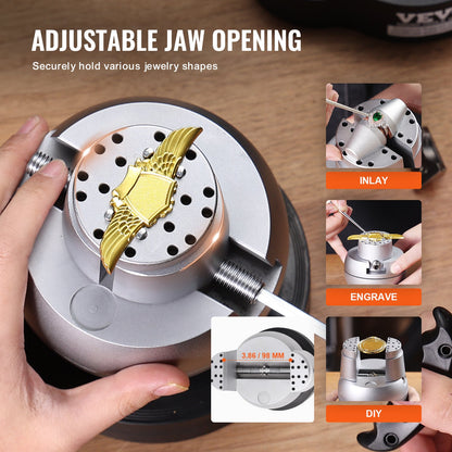 Ball Vise, 13 cm Engraving Setting Tool, 360° Rotation Engraving Block Vise, 69 PCS Attachment Jewelry Engraving Block Tools Standard Block for Gemstone Inlay and Small-Scale Engraving