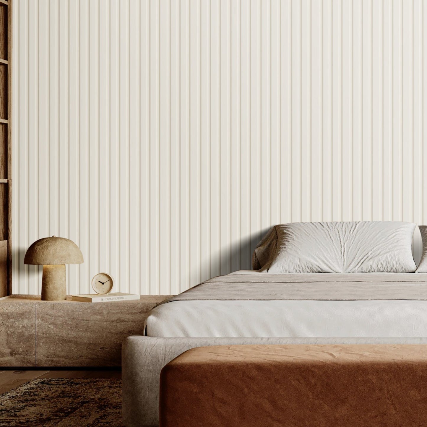 Wood Slat Acoustic Panels, 8 PCS 96 x 6 inch, WPC Accent Wooden Wall Panels for Modern Interior Wall, Faux Wood Wall Board Panels for Stylish Decor and Noise Reduction, Matte White