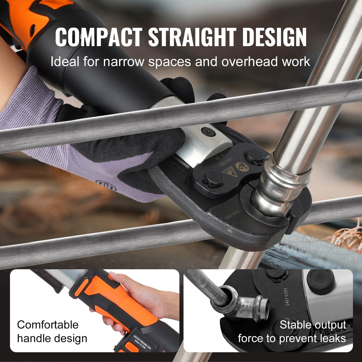 Press Tool and Battery Kit, Pro Press Tool, Electric Pipe Crimping Tool with V15, V22, V28 Jaws, Press Tool Kit with 2pcs 18V 2.0Ah Battery, Fast Charger, and Carrying Case