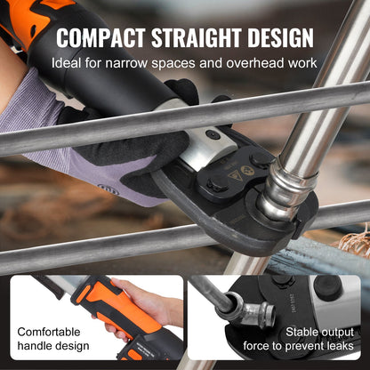 Press Tool and Battery Kit, Pro Press Tool, Electric Pipe Crimping Tool with V15, V22, V28 Jaws, Press Tool Kit with 2pcs 18V 2.0Ah Battery, Fast Charger, and Carrying Case