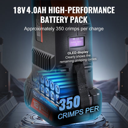 Press Tool and Battery Kit, Pro Press Tool, Electric Pipe Crimping Tool with V15, V22, V28 Jaws, Press Tool Kit with 2pcs 18V 4.0Ah Battery, Fast Charger, and Carrying Case