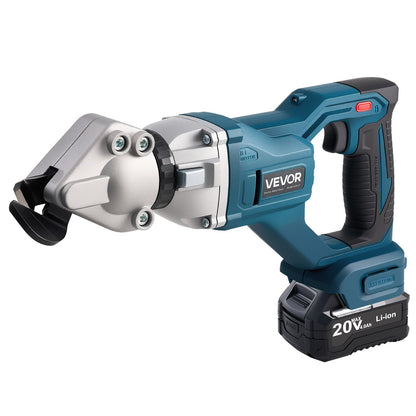 Metal Shear, Cordless Sheet Metal Cutter with 360-Degree Pivoting Head, Double Blades, 220VAC 20VDC, Cuts 1.22 mm Galvanized Steel, 1 mm Stainless Steel, Aluminum, Plastic, Cardboard, 2800SPM