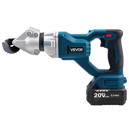 Metal Shear, Cordless Sheet Metal Cutter with 360-Degree Pivoting Head, Double Blades, 220VAC 20VDC, Cuts 1.22 mm Galvanized Steel, 1 mm Stainless Steel, Aluminum, Plastic, Cardboard, 2800SPM