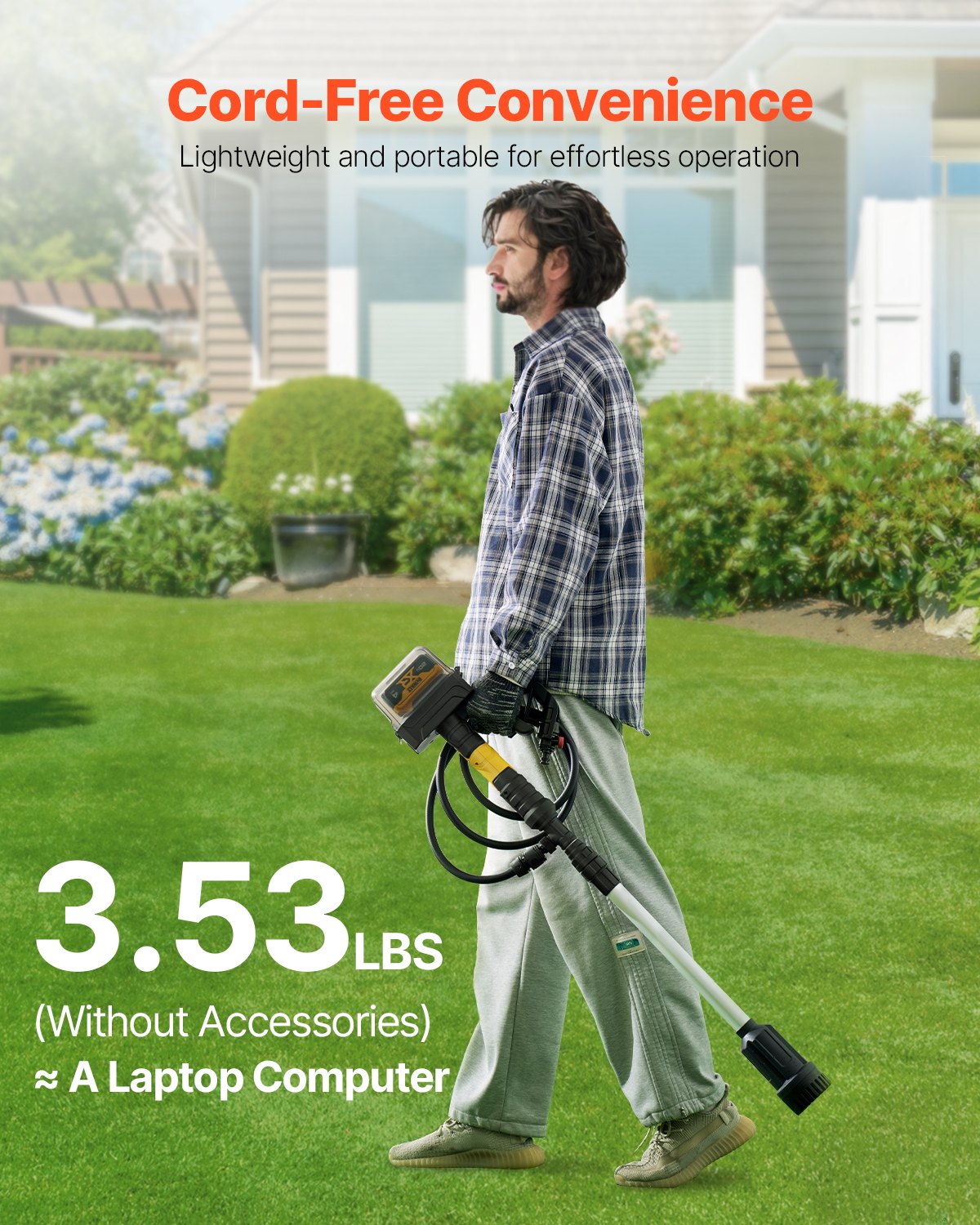 Cordless Stick Water Transfer Pump, 33 L/min(528GPH), Portable Sump Pump with NPT3/4" Garden Hose, Compatible with Dewalt 20V MAX Battery (No Battery), Electric Utility Stick Pump for Pool, Garden, Pond