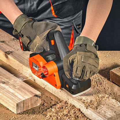 Cordless Electric Hand Planer, 3-1/4" Width, 16500 RPM Handheld Wood Planer with 5/64" Adjustable Planing Depth HSS Blades Dual Side Dust Outlet, for Woodworking Wood Planing Surface Smoothing