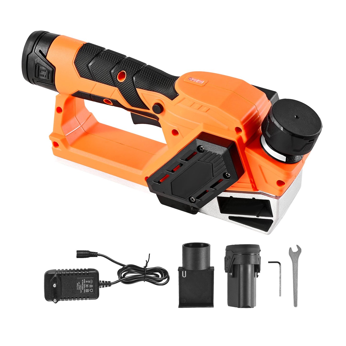 Cordless Handheld Planer, 56 mm Cut Width, 14500 RPM Electric Hand Wood Planer with 2 Ah 12V Lithium Battery, Brushless Motor, Adjustable Cut Depth, 2 Blades, for Woodworking Wood Chamfer DIY