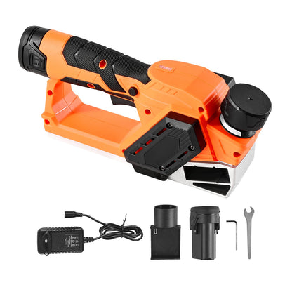 Cordless Handheld Planer, 56 mm Cut Width, 14500 RPM Electric Hand Wood Planer with 2 Ah 12V Lithium Battery, Brushless Motor, Adjustable Cut Depth, 2 Blades, for Woodworking Wood Chamfer DIY