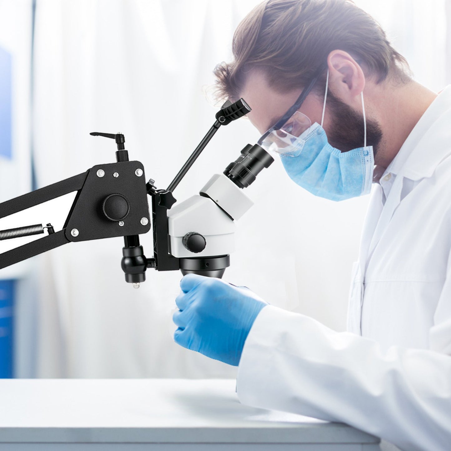 Micro Inlaid Mirror Multi-directional Micro-setting Microscope 76mm Lens Spring Bracket Jewelry Tools 7X-4.5X